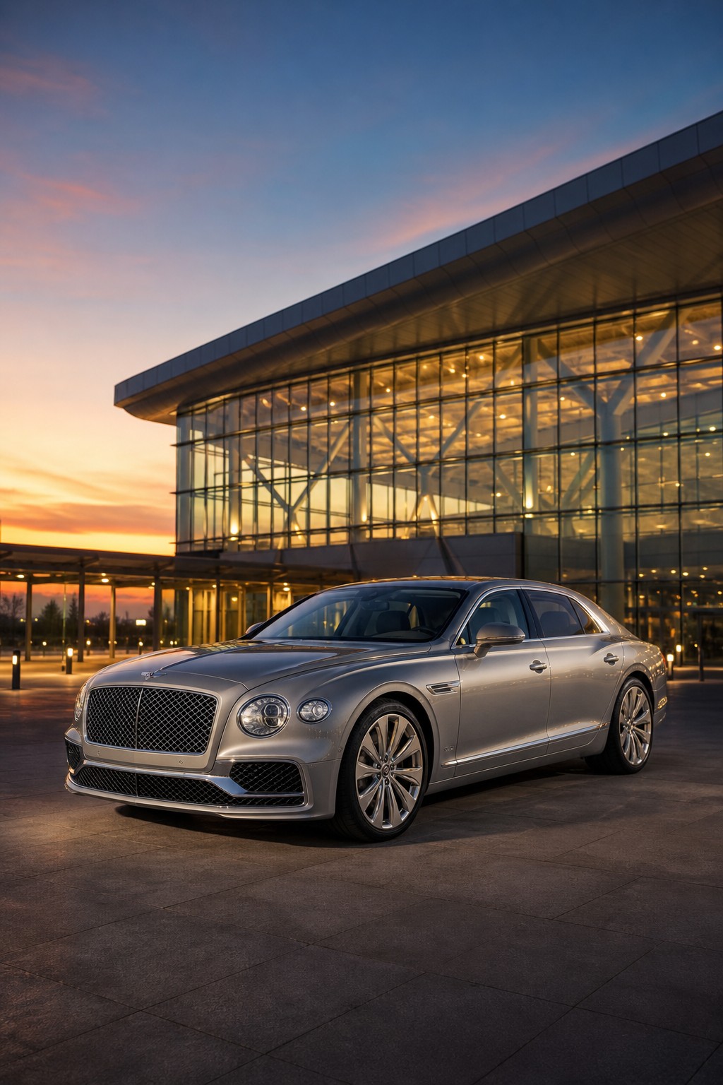 Luxury car parked at a modern airport terminal — compare trusted parking and hotel options with A2Z